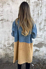 Two-Tone Long Denim Coat