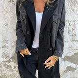 Two-Tone Long Denim Coat