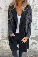 Two-Tone Long Denim Coat