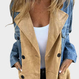 Two-Tone Long Denim Coat