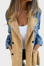 Two-Tone Long Denim Coat