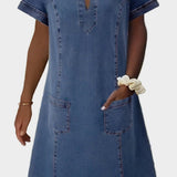 Lightweight V-Neck Denim Dress
