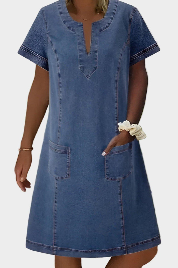 Lightweight V-Neck Denim Dress