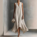 Juliana | Flowy Sleeveless Dress with Asymmetric Ruffle