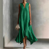 Juliana | Flowy Sleeveless Dress with Asymmetric Ruffle