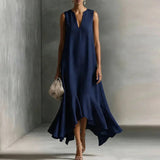 Juliana | Flowy Sleeveless Dress with Asymmetric Ruffle