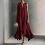 Juliana | Flowy Sleeveless Dress with Asymmetric Ruffle