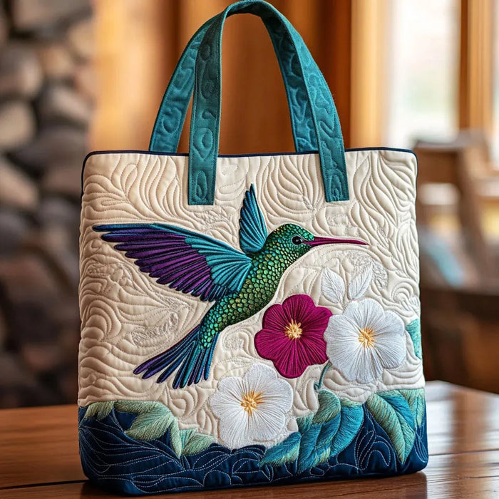 Handcrafted Bag - Hummingbird and White Flowers