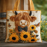 Handcrafted Bag - Highland Cow and Sunflowers