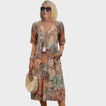 Leonora | V-Neck Printed Midi Dress