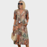 Leonora | V-Neck Printed Midi Dress