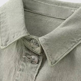 Buttoned Shirt-Collar Denim Overalls