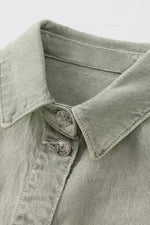 Buttoned Shirt-Collar Denim Overalls