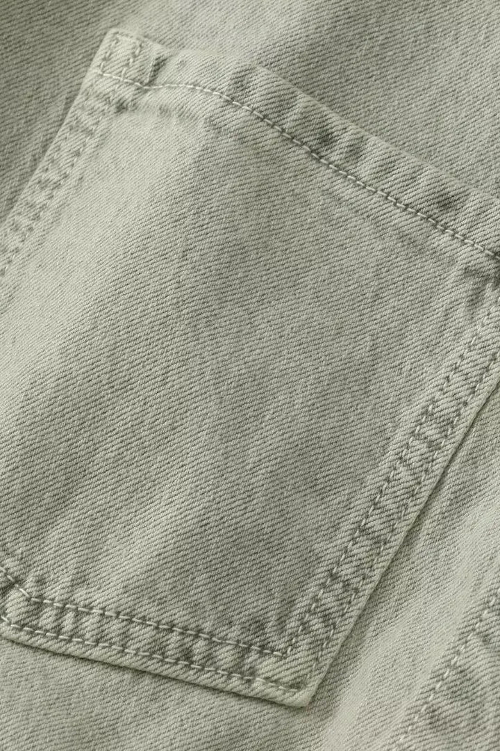 Buttoned Shirt-Collar Denim Overalls