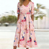Yvonne | Pink Floral Midi Dress