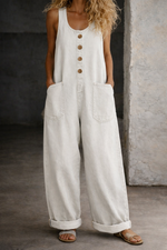 White Vintage Cotton Jumpsuit