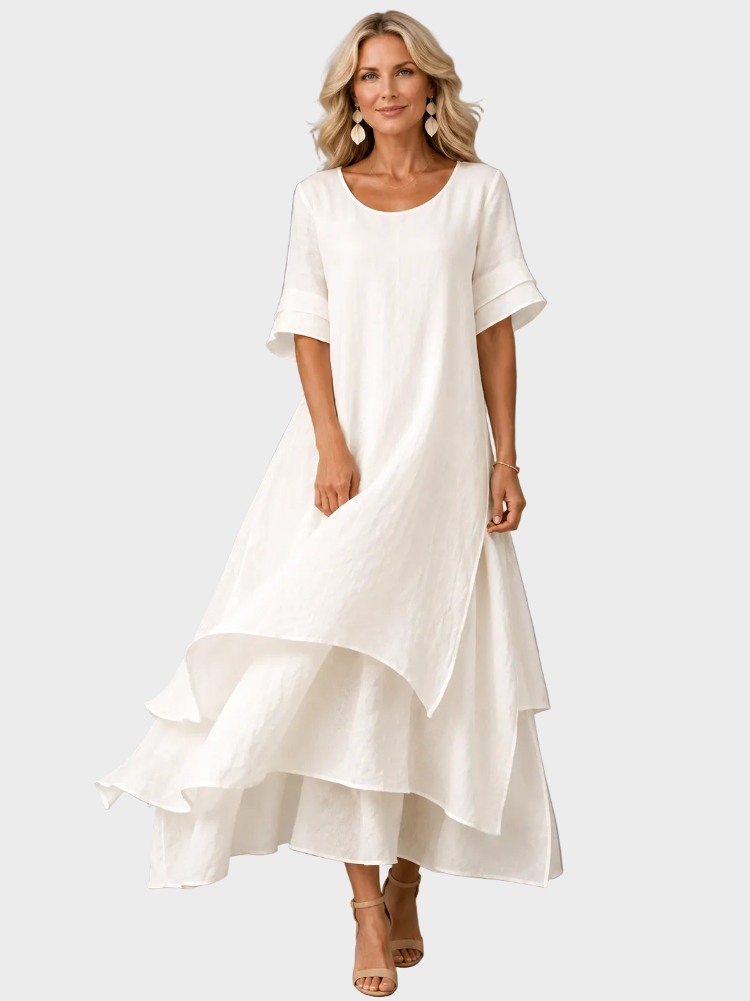 Laurel | Graceful Flowy Maxi Dress White, photo studio