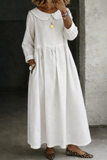 Peter Pan Collar Denim Maxi Dress