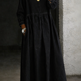 Peter Pan Collar Denim Maxi Dress