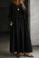 Peter Pan Collar Denim Maxi Dress