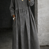Peter Pan Collar Denim Maxi Dress