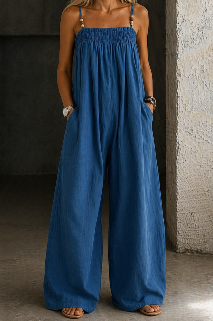 Wide-Leg Denim Jumpsuit