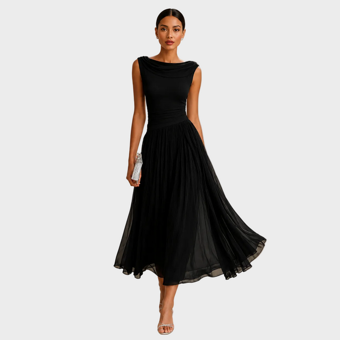 Natalie | Sleeveless Draped Midi Dress