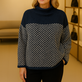 Sand Chevron High-Neck Jumper