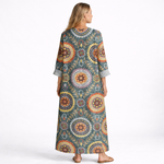 Gabrielle | Geometric Print Boho Midi Dress