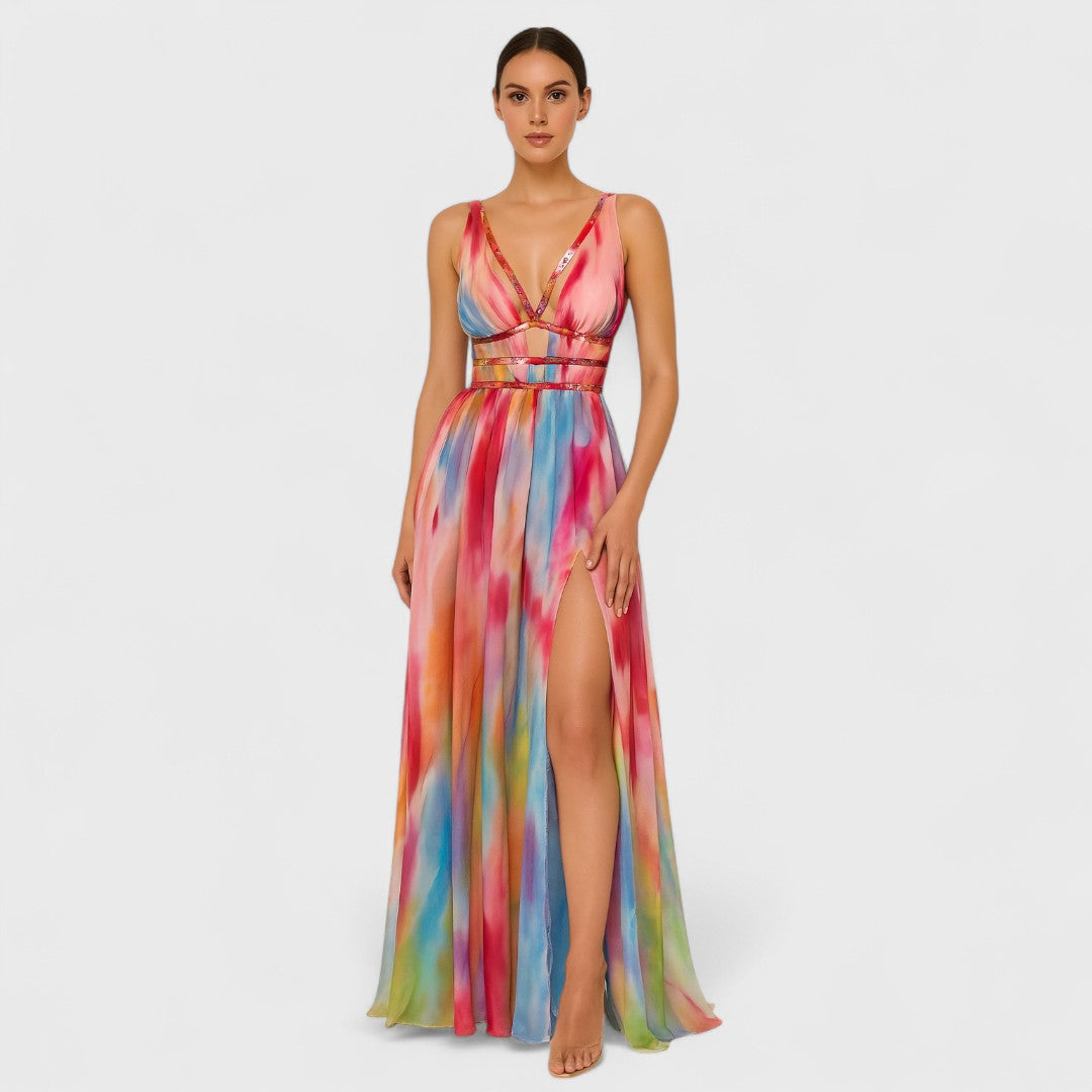 Fiona | Watercolour Print Maxi Dress
