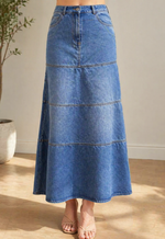 Mermaid-Cut Denim Midi Skirt