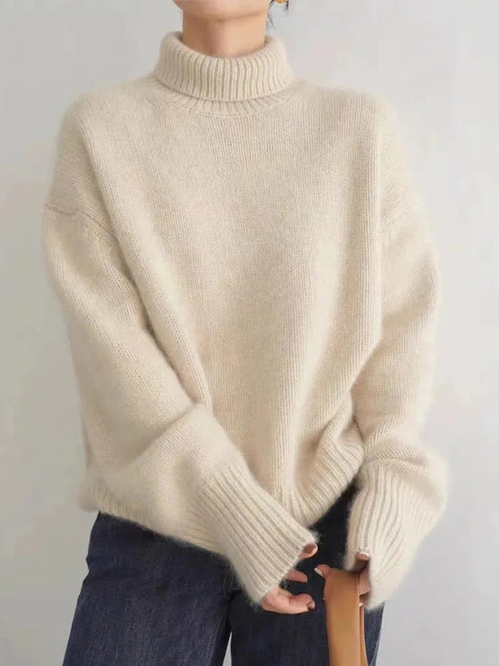 Cream Oversized Turtleneck Jumper