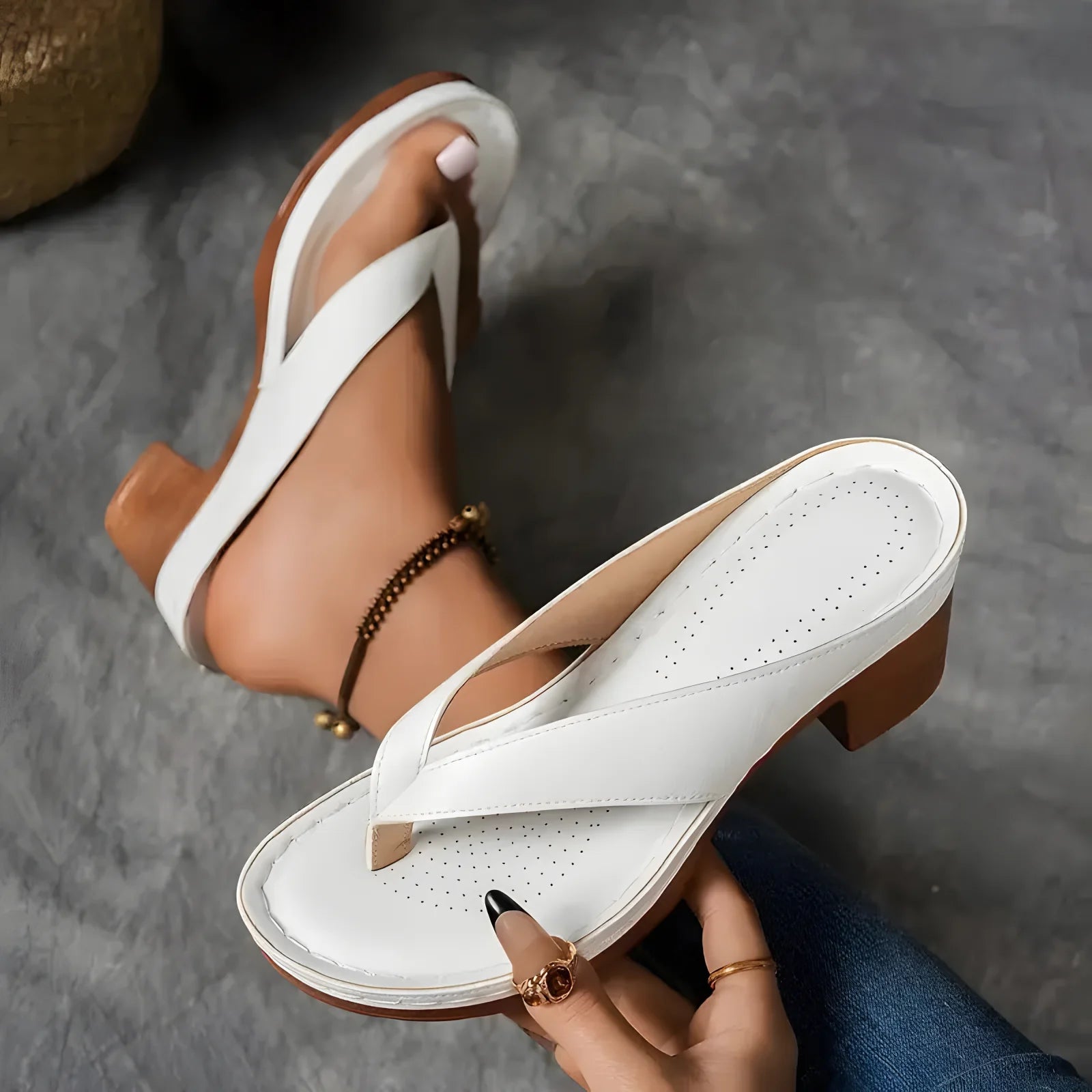 Leona | Women's Elegant Orthopaedic Sandals White, photo studio