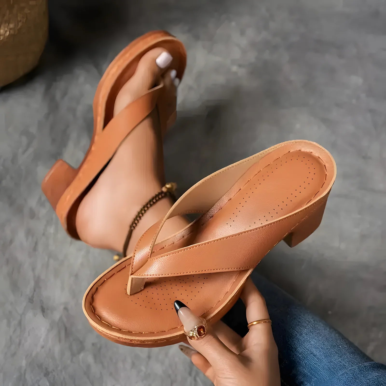 Leona | Women's Elegant Orthopaedic Sandals Brown, photo studio