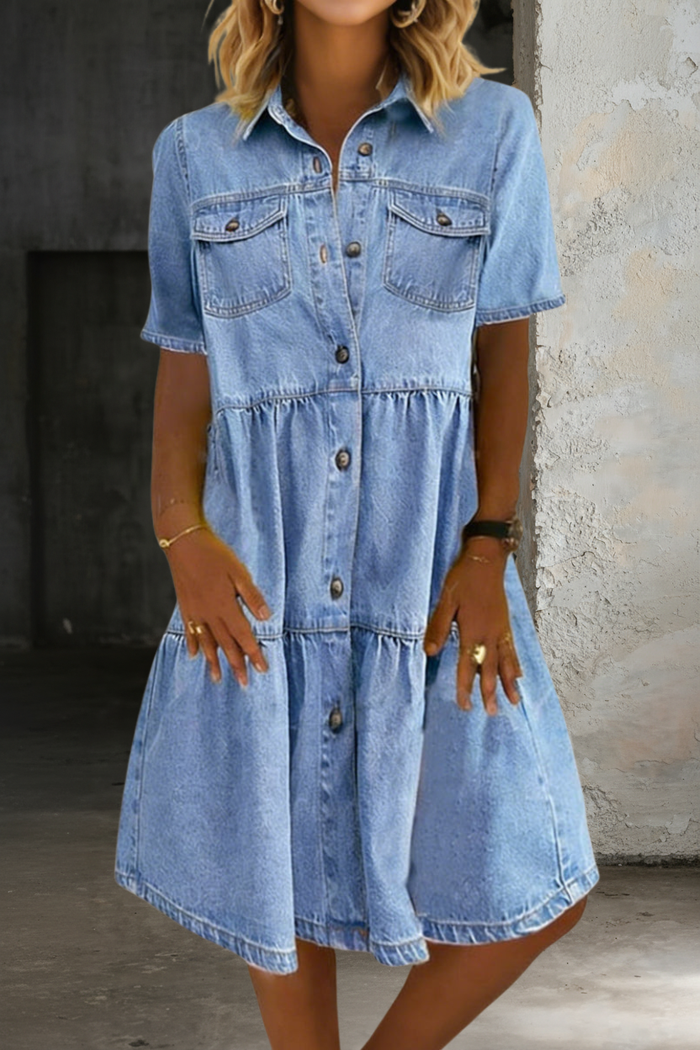 Relaxed Light Blue Denim Midi Dress