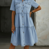 Relaxed Light Blue Denim Midi Dress