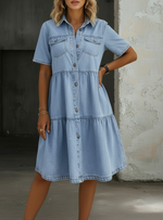 Relaxed Light Blue Denim Midi Dress