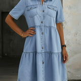 Relaxed Light Blue Denim Midi Dress