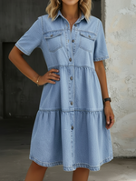 Relaxed Light Blue Denim Midi Dress
