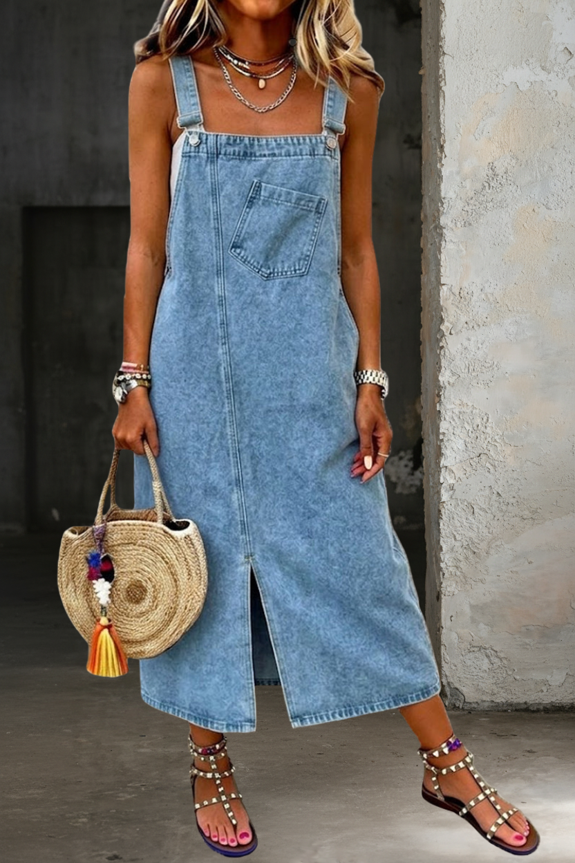 Relaxed Strappy Denim Dress