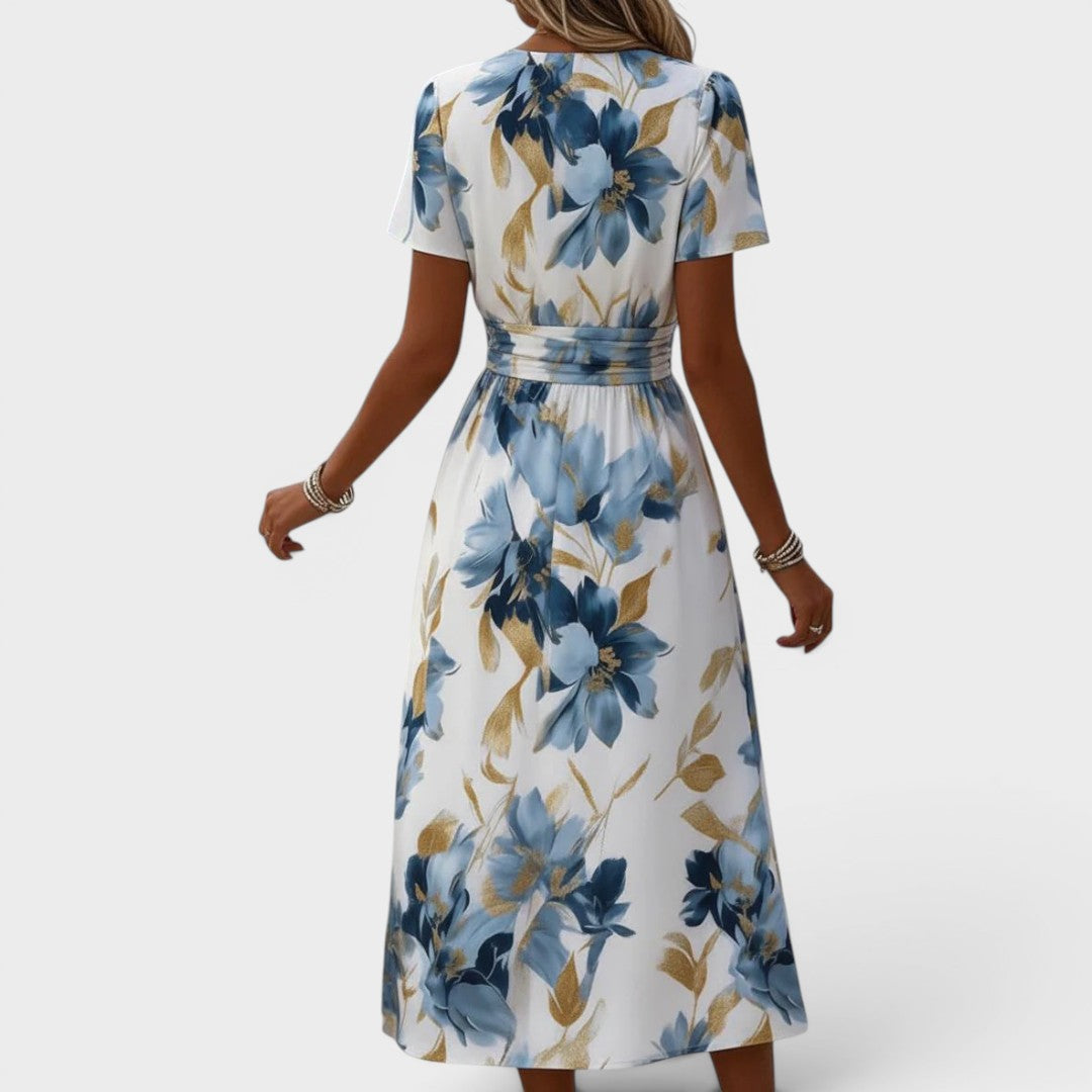 Elara | Floral Tie-Waist Midi Dress