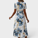 Elara | Floral Tie-Waist Midi Dress