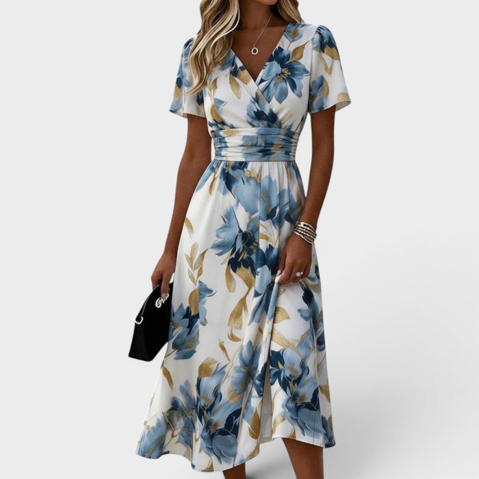 Elara | Floral Tie-Waist Midi Dress