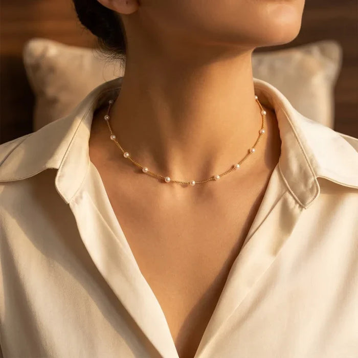 Gormlaith | Spaced Pearl Chain Necklace