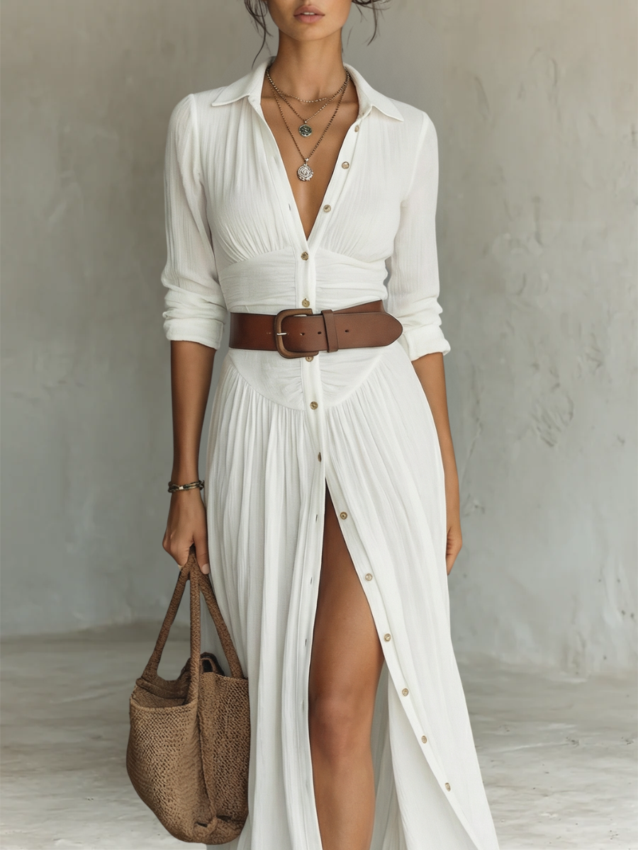 Olivia | Buttoned Maxi Dress with Split