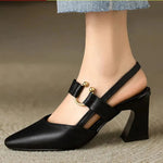 Bella | Pointed Slingbacks with a Block Heel and Bow Strap