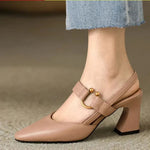 Bella | Pointed Slingbacks with a Block Heel and Bow Strap