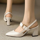 Bella | Pointed Slingbacks with a Block Heel and Bow Strap
