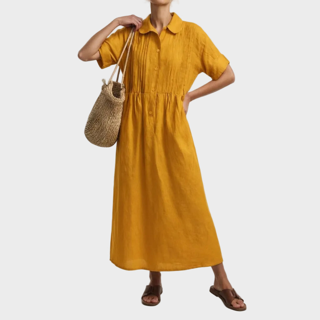 Lysandra | Summer Shirt Dress Ochre Yellow, photo studio