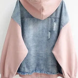 Two-Tone Hooded Denim Jacket